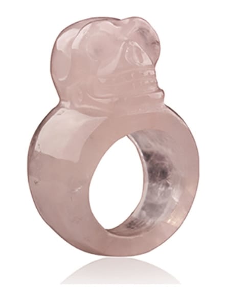Roze kwarts schedel ring