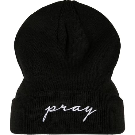 Mister Tee - Pray Embroidery Beanie Muts - Zwart/Wit