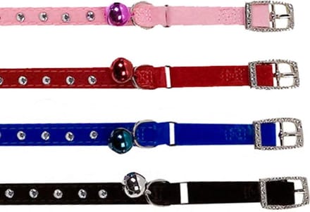 Flamingo Kattenhalsband Velours Diamond - 30 cm - roze