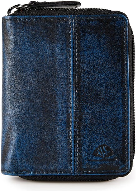 Greenburry Destressed Portemonnee RFID-bescherming Leer 10.5 cm - Unisex, Dames - Staand formaat - navy blue