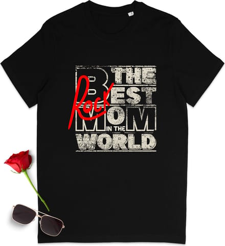 T Shirt Dames - De Beste Rock Moeder in De Wereld - Zwart - Maat M