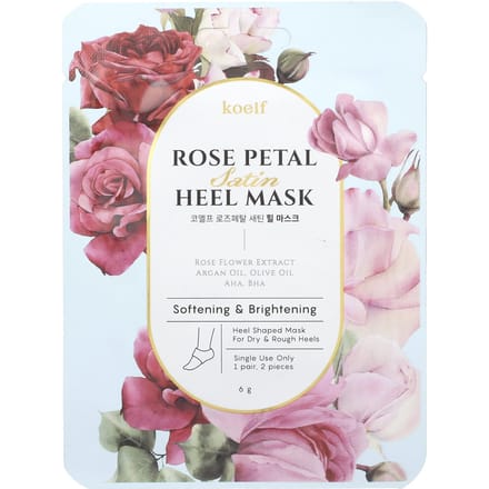 Koelf, Rose Petal Satin Heel Mask, 1 pair, 6g white