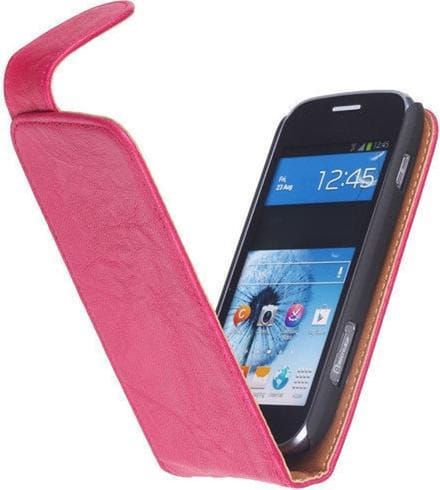 Polar Echt Lederen Fuchsia HTC One Flipcase Hoesje - Cover Flip Case Hoes