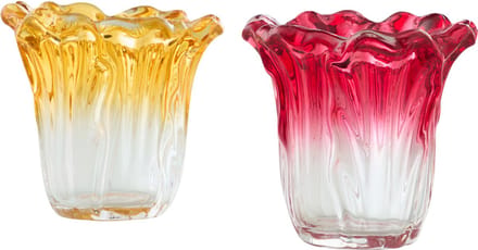 J-Line theelichthouder - glas - mix - large - set van 2