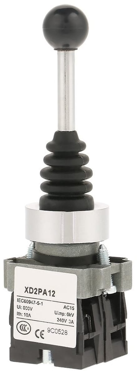 Allecto - Joystick Switch - Zelfsluitend - 2 Posities - 22mm - 220V - 2NO - Geschikt voor AC/DC toepassingen