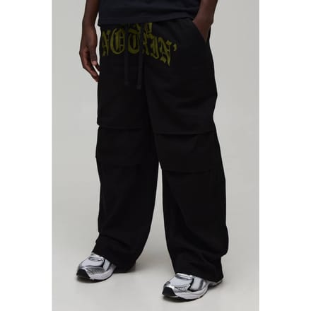 Baggy Crotch Print Twill Trouser | Black | Size Medium