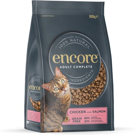 800g Encore Cat kip met zalm droogvoer voor katten