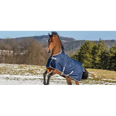 Bucas Deken Bucas Freedom Turnout High Neck 150gr Donkerblauw-zilver - 135/183