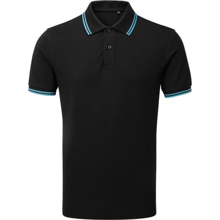 Asquith & Fox Heren Klassiek Fit getipt Poloshirt (Zwart / Turkoois)