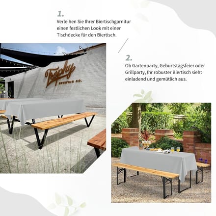 Bier Tafellakens - Tafelkleden Set - Feestelijke Dekking - Duurzaam Polyester - 260x110cm - Lichtgrijs