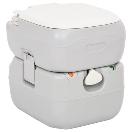 vidaXL - Campingtoilet - draagbaar - 22+12 - L - HDPE - grijs - en - wit