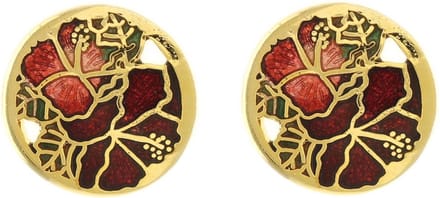 Behave - Oorstekers dames - bloemmotief - rood - 1,5 cm - klassiek