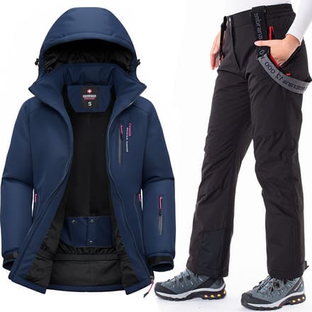 Soprato - Dames Ski Combinatie - Warm Met Capuchon - Zwart + Broek