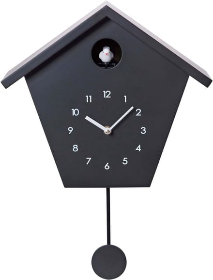 Florixa® Koekoeksklok Modern - Wekker - Inclusief Gewichtsketting - Wit/Zwart-‎ ‎25cm x 29cm x 12 cm