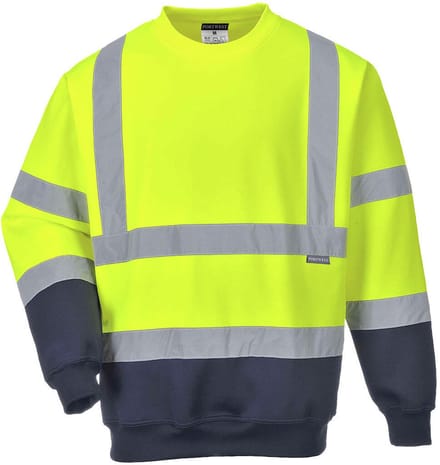Portwest Tweekleuren Hi-Vis Sweatshirt B306 - Geel/Marine - S