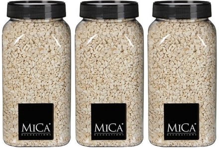 Mica Decorations decoratie stenen/granulaat - 3x - 650ml - creme - hobby steentjes