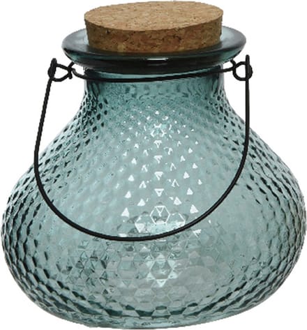 Decoris Wespenvanger/wespenval met hengsel - glas - lichtblauw - D14 x H13 cm