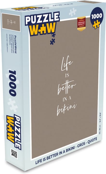Puzzel Life is better in a bikini - Grijs - Quote - Legpuzzel - Puzzel 1000 stukjes volwassenen