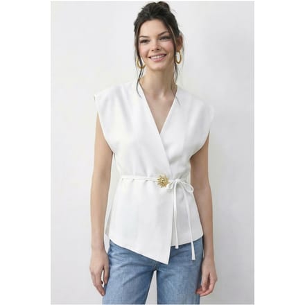 Gordel V-Hals Crepe Vest