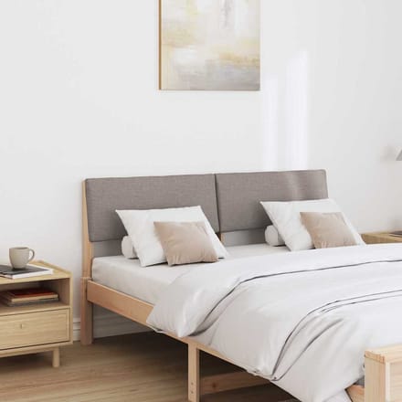 vidaXL - Gestoffeerd - hoofdbord - Taupe - 140 - cm - Massief - grenenhout