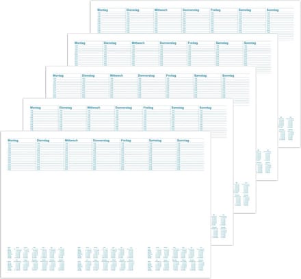 Bureauonderlegger met Kalender en Weekdagvelden - 480 x 330 mm, 5 Bladen van 30 Vel
