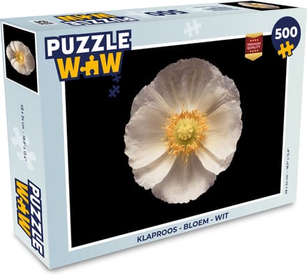 Puzzel Klaproos - Bloem - Wit - Legpuzzel - Puzzel 500 stukjes