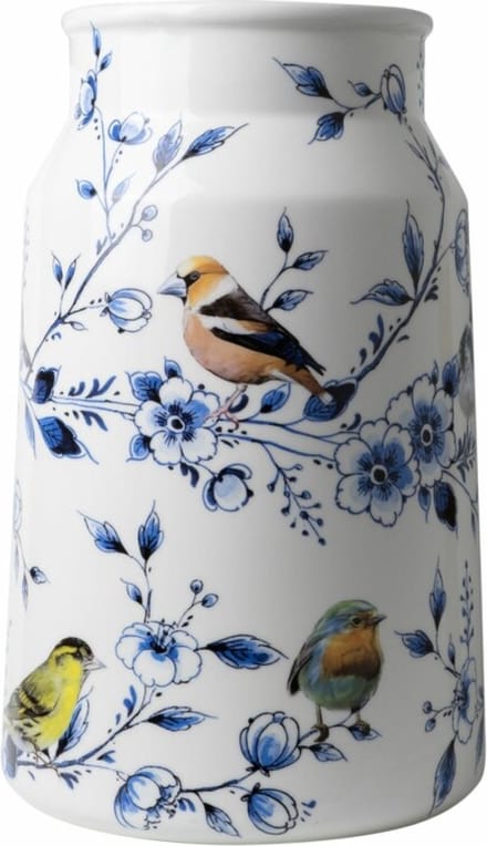 Heinen Delfts Blauw - Melkbusvaas Bosvogels - Keramiek - 30 cm