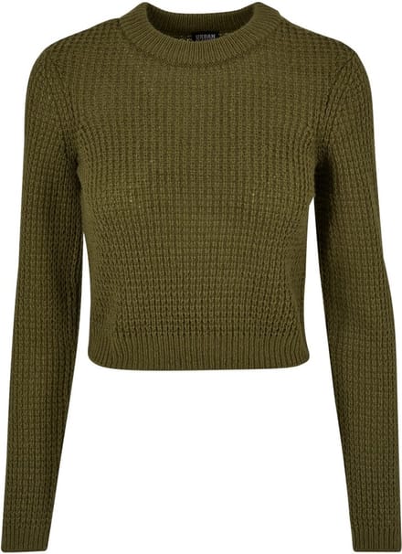 Urban Classics - Short waffle Sweater/trui - 3XL - Olijfgroen