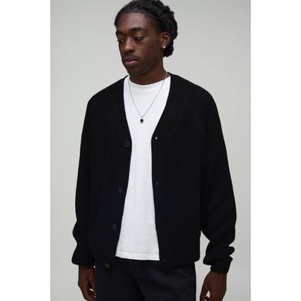 Ontspannen Boxy Geribbeld Raglan Gebreid Vest | Black | Size XS