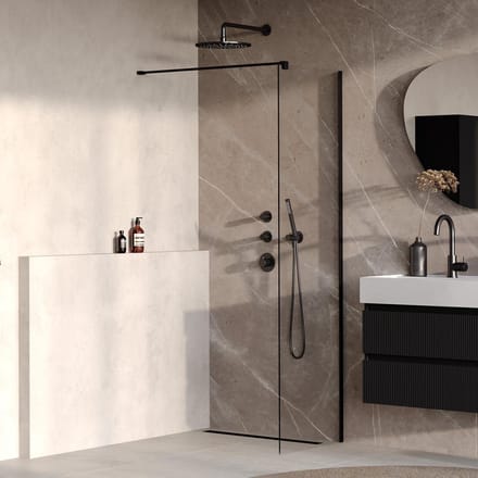 Brauer Oblivion inloopdouche helder glas 50x200 incl. glascoating mat zwart