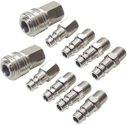 Perslucht Lucht Euro Snelkoppeling Set 1/4" 10 Delig