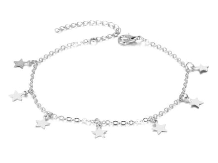 Sterren Enkelbandje - Zilver kleur - 29 cm - 1 stuks