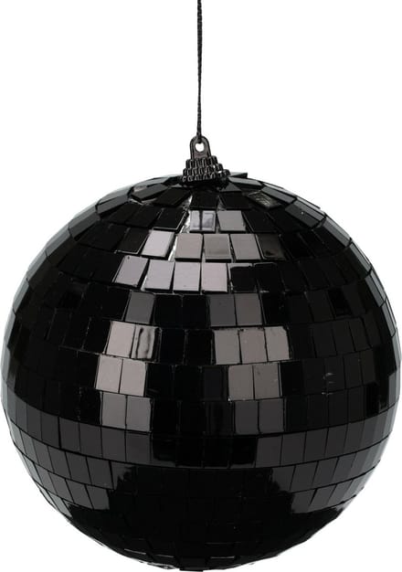 Christmas Decoration discobal kerstbal - 1x - zwart -12 cm -kunststof