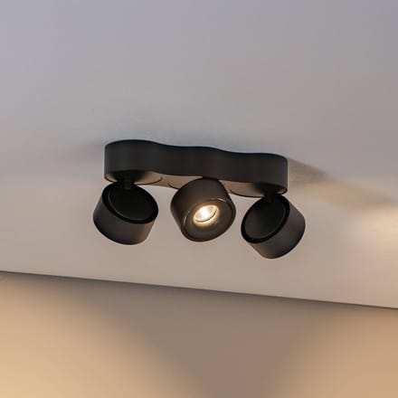 Arcchio LED plafondlamp Rotari, lenzen, 3-lamps, zwart