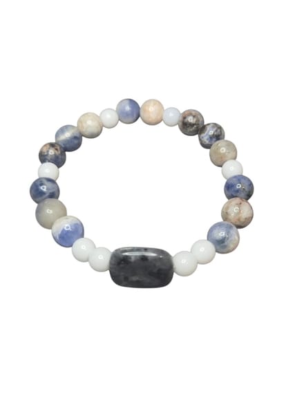 witte agaat, lapis lazuli en sodaliet armband.