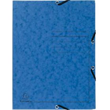 Exacompta map, DIN A4, met elastiek, 3 kleppen, te labelen, Colorspan karton, 355 g/m², blauw