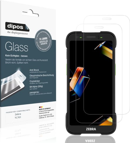 dipos – 2x Pantserfolie geschikt voor Zebra TC701 | 9H Screenprotector