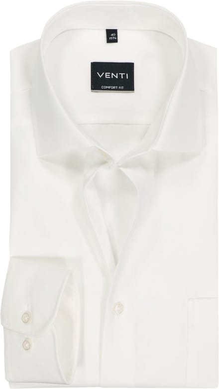 VENTI CASA MODA comfort fit overhemd - structuur - offwhite - Strijkvrij - Boordmaat: 43