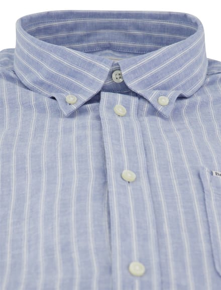 Overhemd Barbour Tailored Fit lichtblauw streepjes print