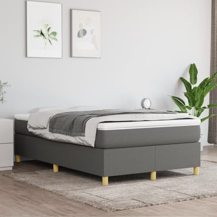 vidaXL - Boxspring - bed - 120x200 - cm - stof - donkergrijs