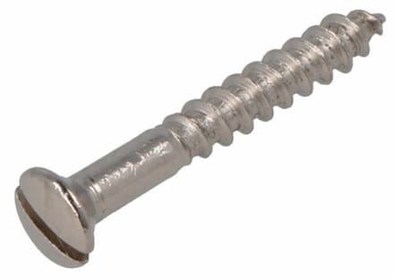 Houtschroef messing vernikkeld – lenskop sleuf – DIN 95 – 4.0 x 20 mm – 10 stuks