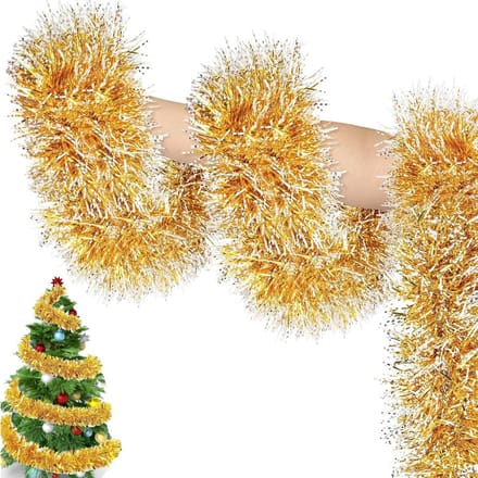 Dailygoods- Lametta Slinger 10 m - Gouden Kerstversiering - Knutselslinger - Decoratie - Feestaccessoire - Snijbaar