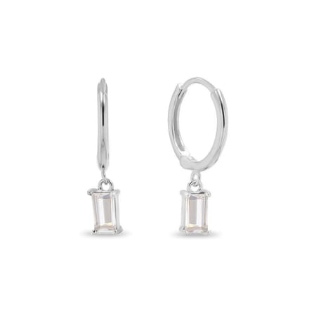 LOVI Square Oorringen / Oorbellen | Wit/Zilver | Ø 12 mm | 21 x 12 mm | 925 Silver