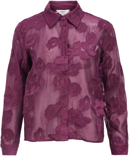Object Blouse Objtyla L/s Re Shirt Cc3 23046960 Mauve Wine Dames Maat - W36