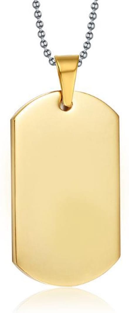 Goudkleurige Dogtag kettinghanger met ketting