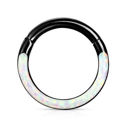 Piercing PVD high quality opal front 1.2x8 - zwart - LMPiercings