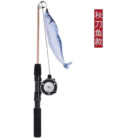 Jouets pour Chats Forme de Poisson Plumes Télescopiques Bâton pour Chat Simulation Canne à Pêche Chaton Jouet Amusant Jouet Interactif Baguette pour Chat 1pcs white