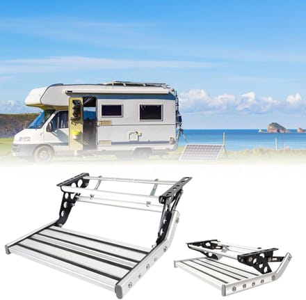 RV Opstap - Camper Trede - Veilig Instappen - Handmatig Intrekbaar - 48.4 cm Breed - Grijs