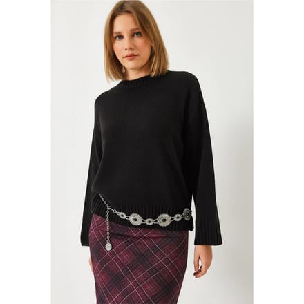 Relaxed Fit Ronde Hals Geribbelde Trui