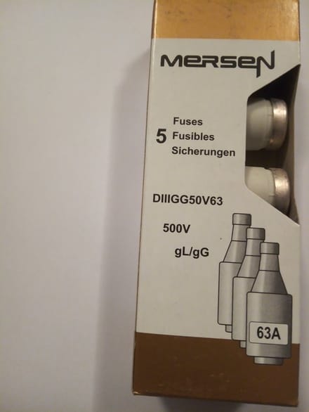 Mersen 00598.063700 Diazed zekering Afmeting zekering: DIII 63 A 500 V